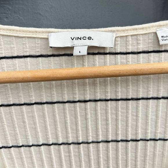 Vince Ribbed Striped Tee, Large - Picture 6 of 7